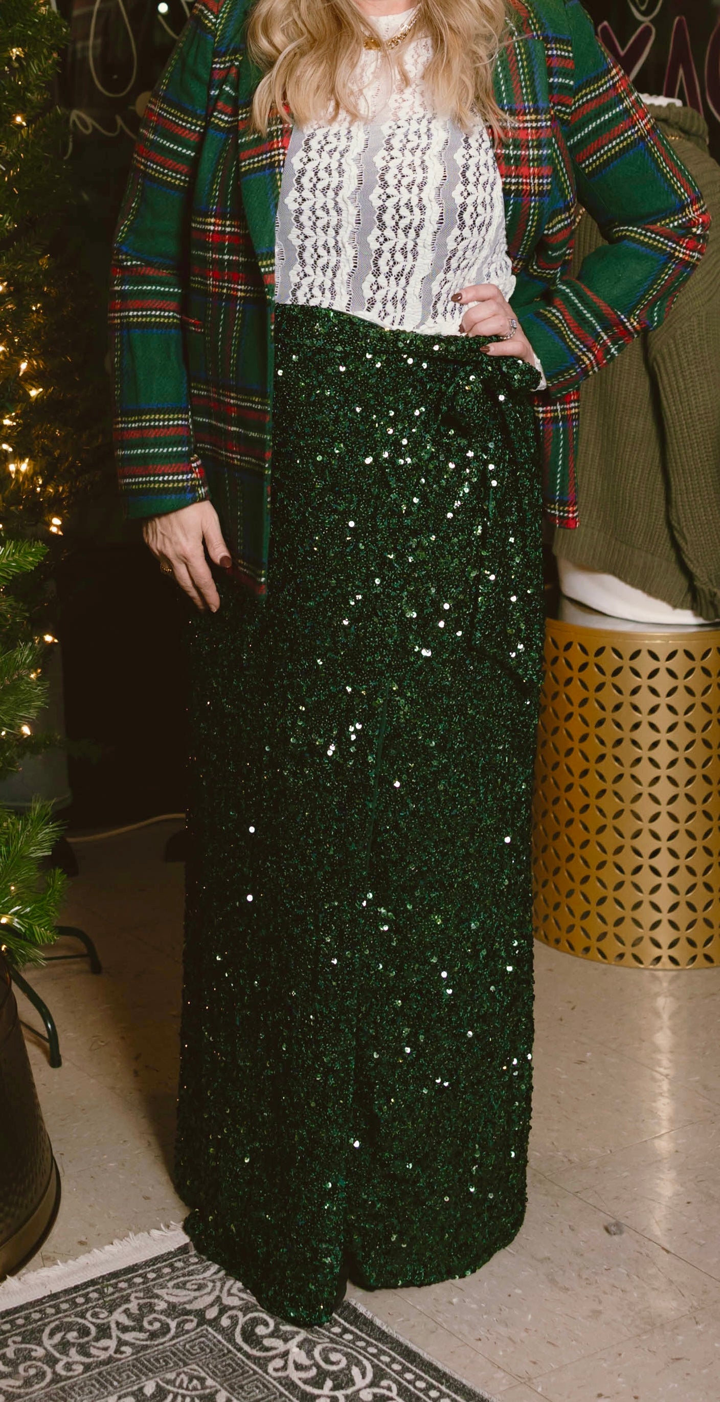 Korina Sequin Wrap Maxi Skirt