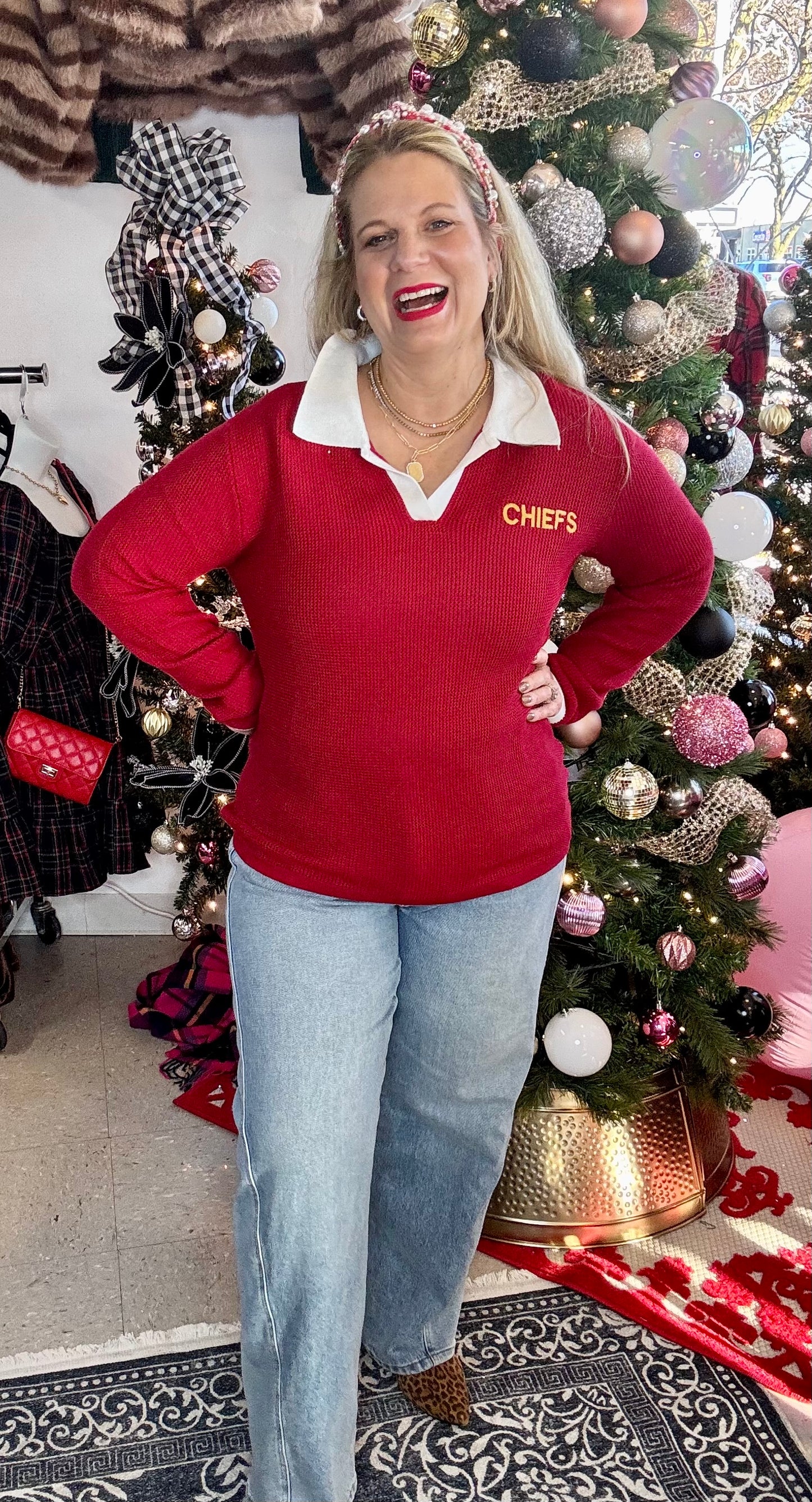 CUSTOM Chiefs Polo Sweater w/ Collar