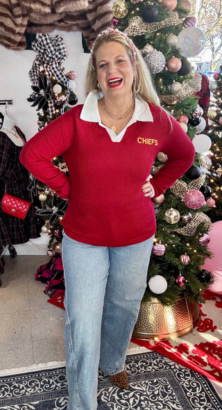 CUSTOM Chiefs Polo Sweater w/ Collar