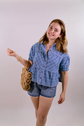 The Cool Girl Check Denim Top