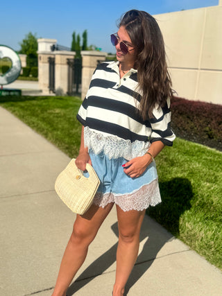 Ella Lace Polo Top