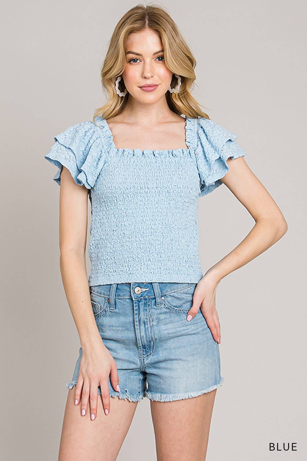 Popcorn Lace Smocked Top