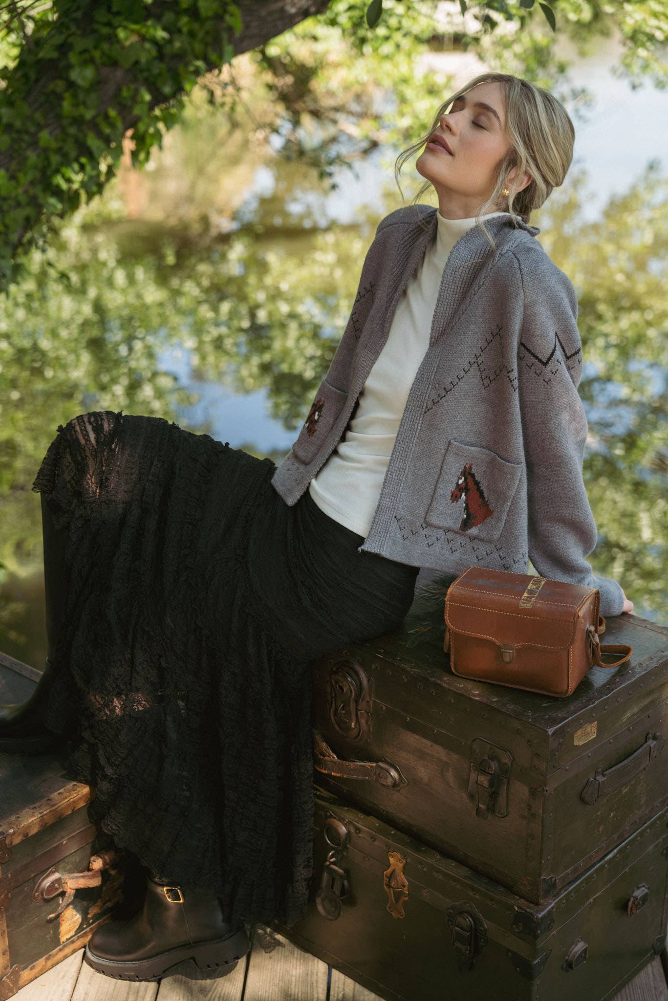 Horse Knit Sweater Cardigan