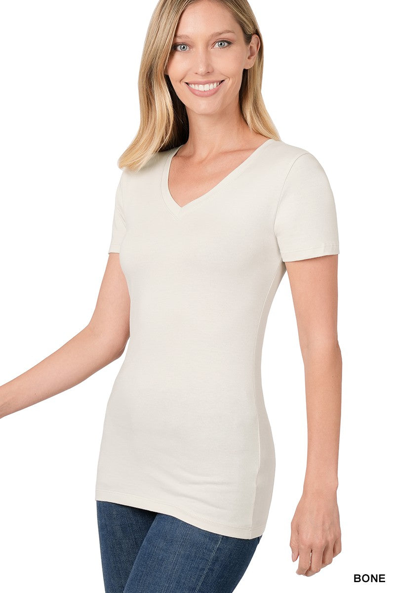 Basic Cotton V-Neck Tee