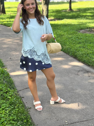 Charlie Polka Dot Mini Satin Skirt