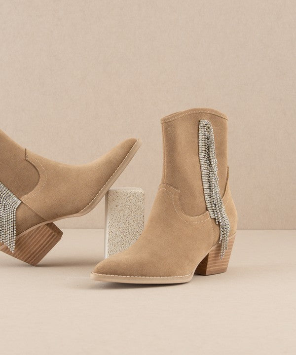 The Rowan Rhinestone Fringe Booties