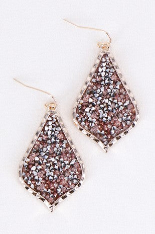 Pave Rhinestone Teardrop Earrings