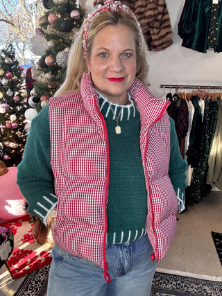 Gingham Puffer Vest