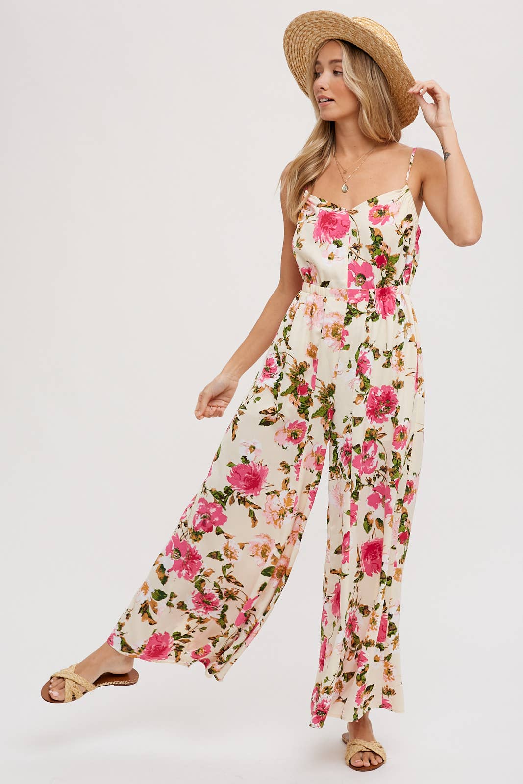 Open Back Floral Jumpsuit