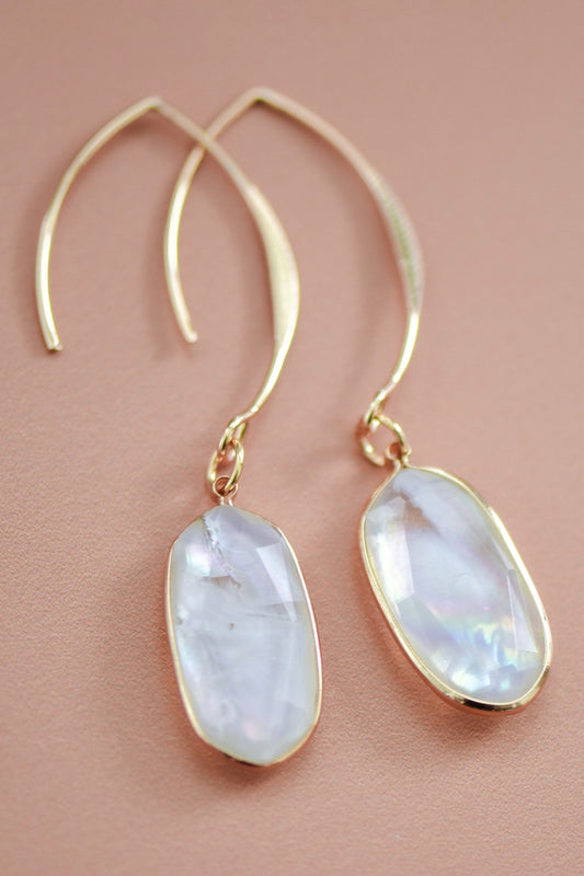 White Pearl Wire Threader Drop Earrings