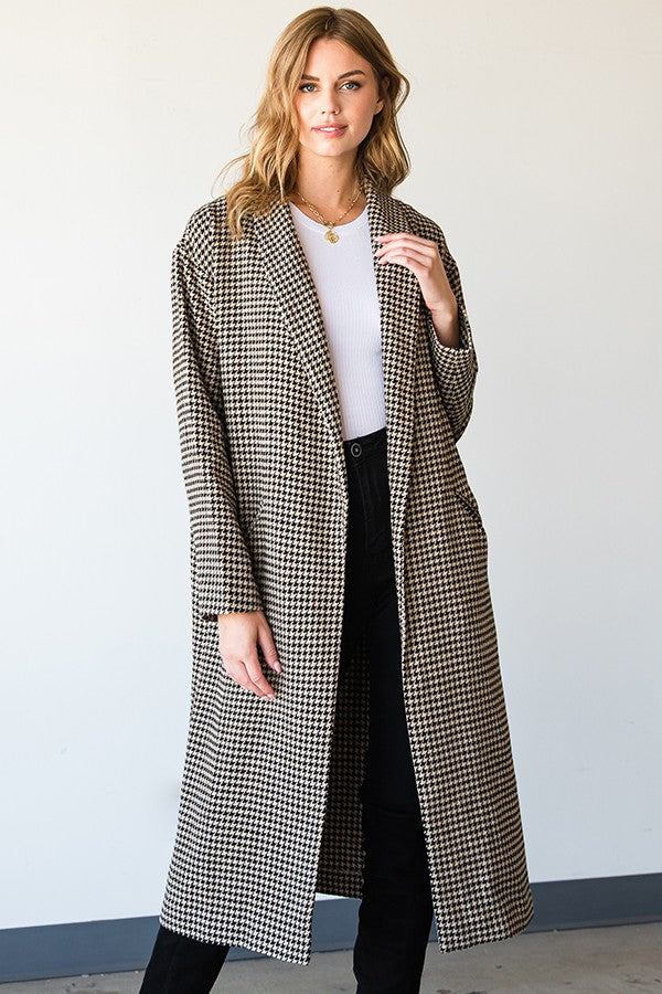 Houndstooth Long Coat