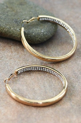 18k Hoop Earrings w/ Rhinstones