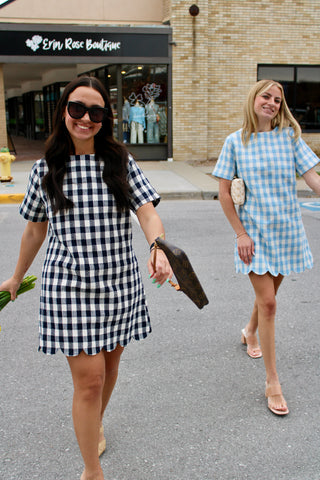 Poppy Plaid Scallop Mini Dress