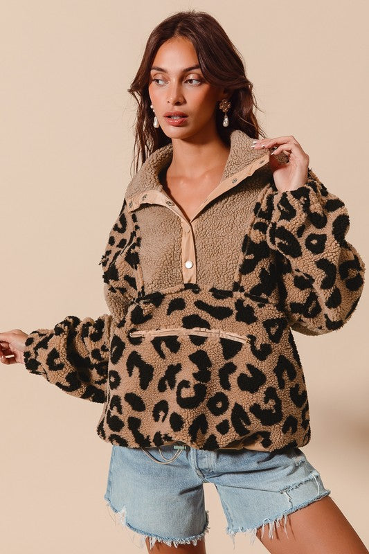 Leopard Fleece Pullover