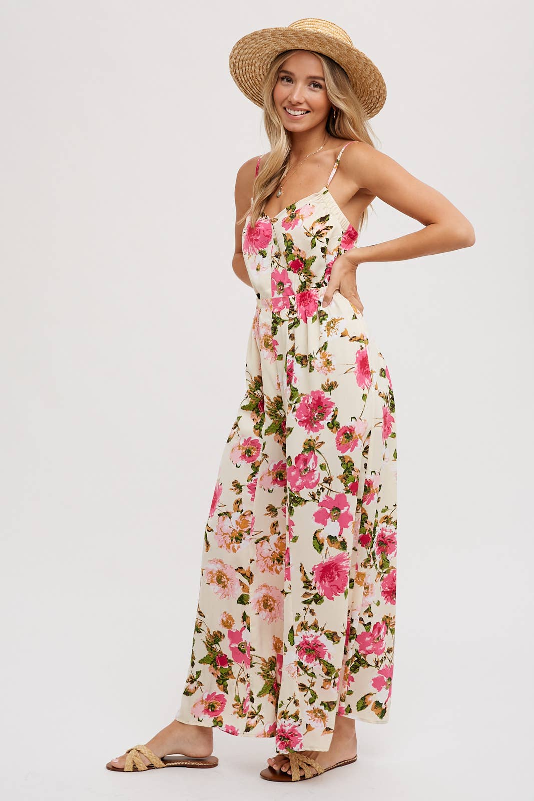 Open Back Floral Jumpsuit