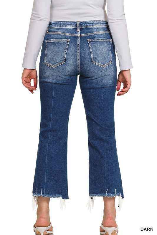 back view of kick crop jeans