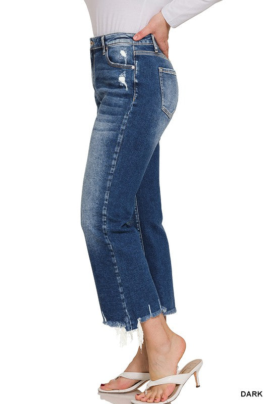 side view of Kick Crop Flare Denim Jeans