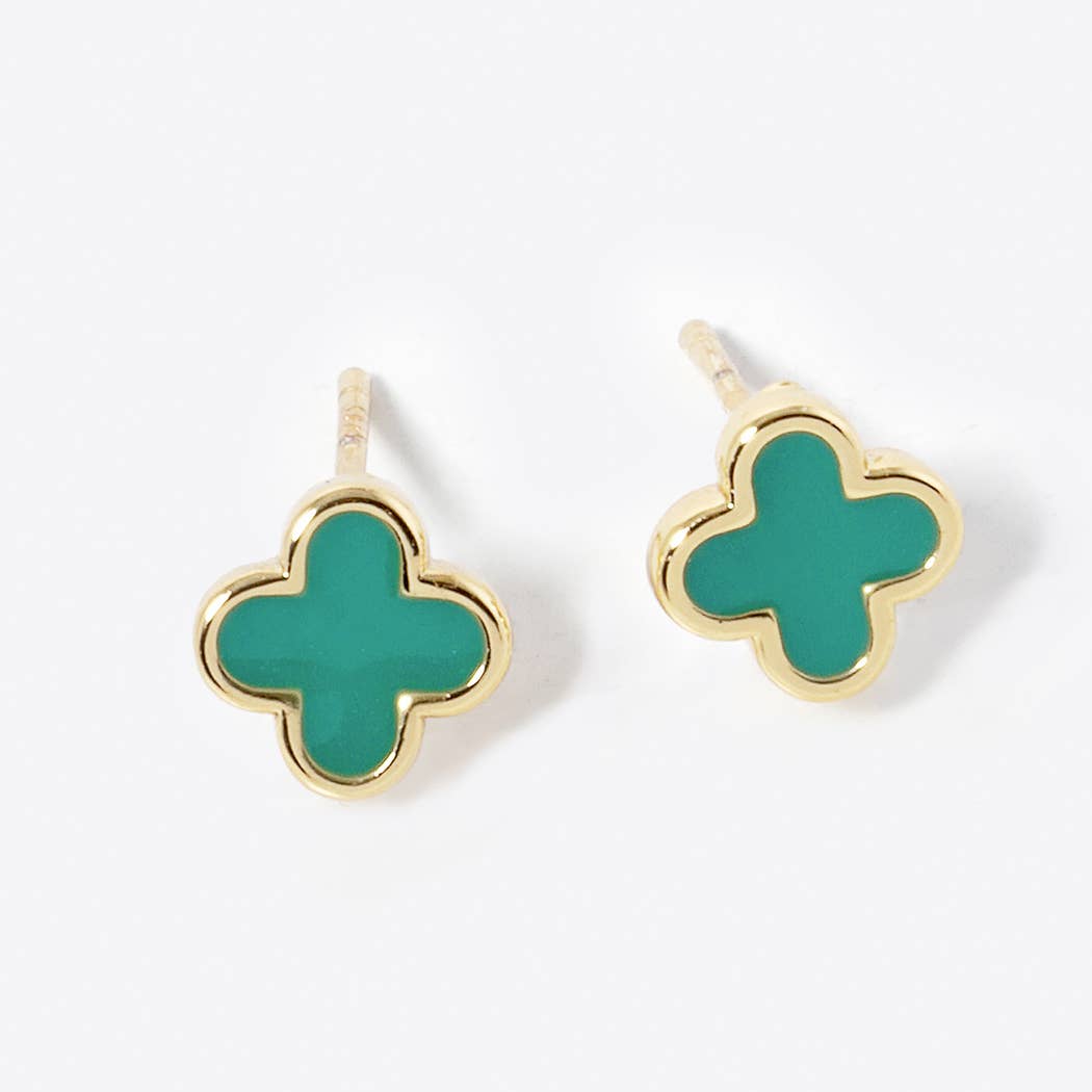 Gold-Dipped Clover Post Earrings