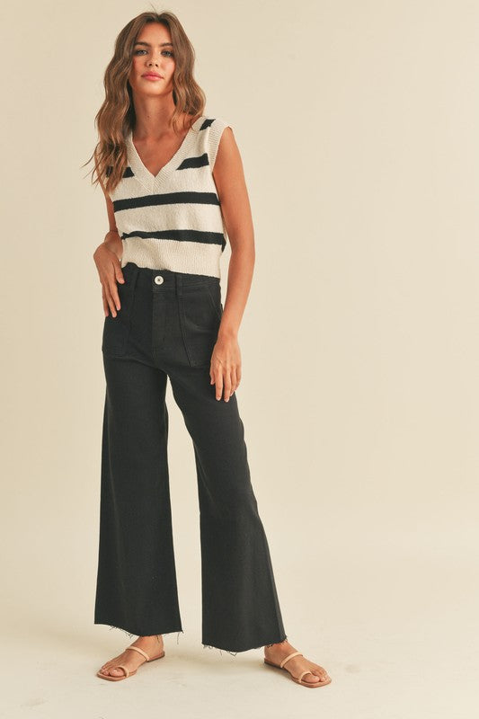 Cotton Stretch Wide Leg Denim