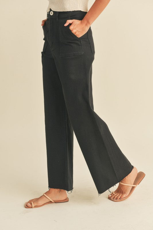 Cotton Stretch Wide Leg Denim