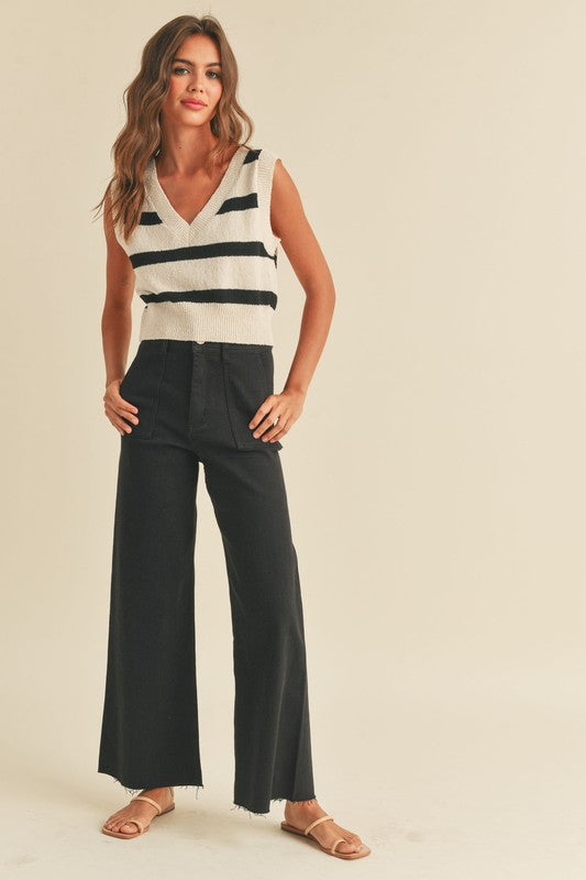 Cotton Stretch Wide Leg Denim