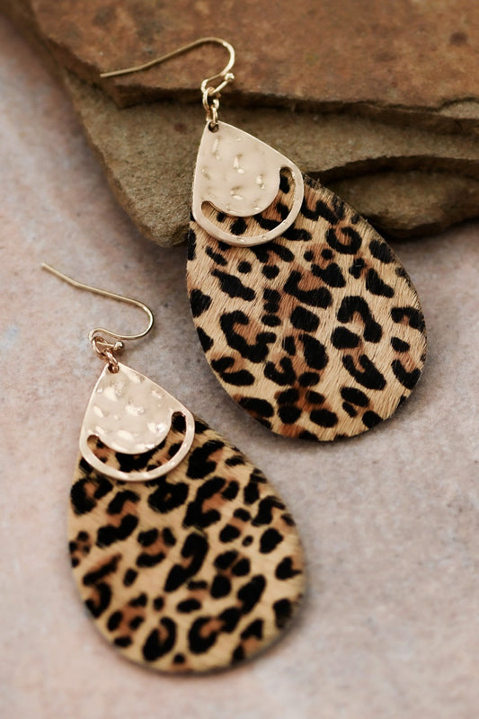 Leopard Teardrop Earrings