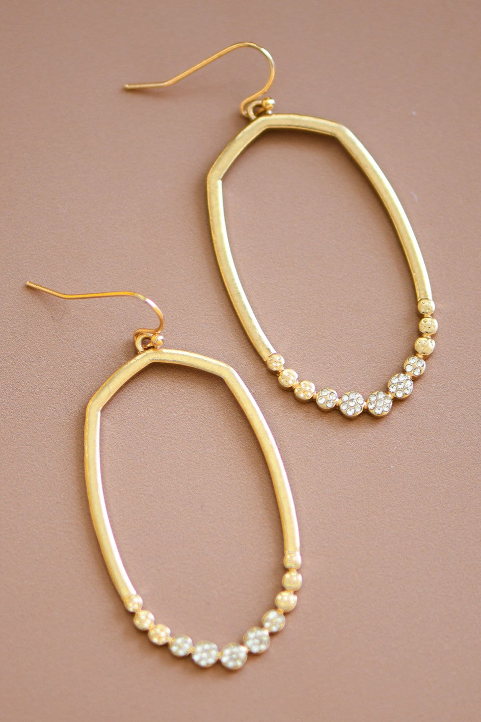 18k Drop Oval Earrings w/ rhinstones