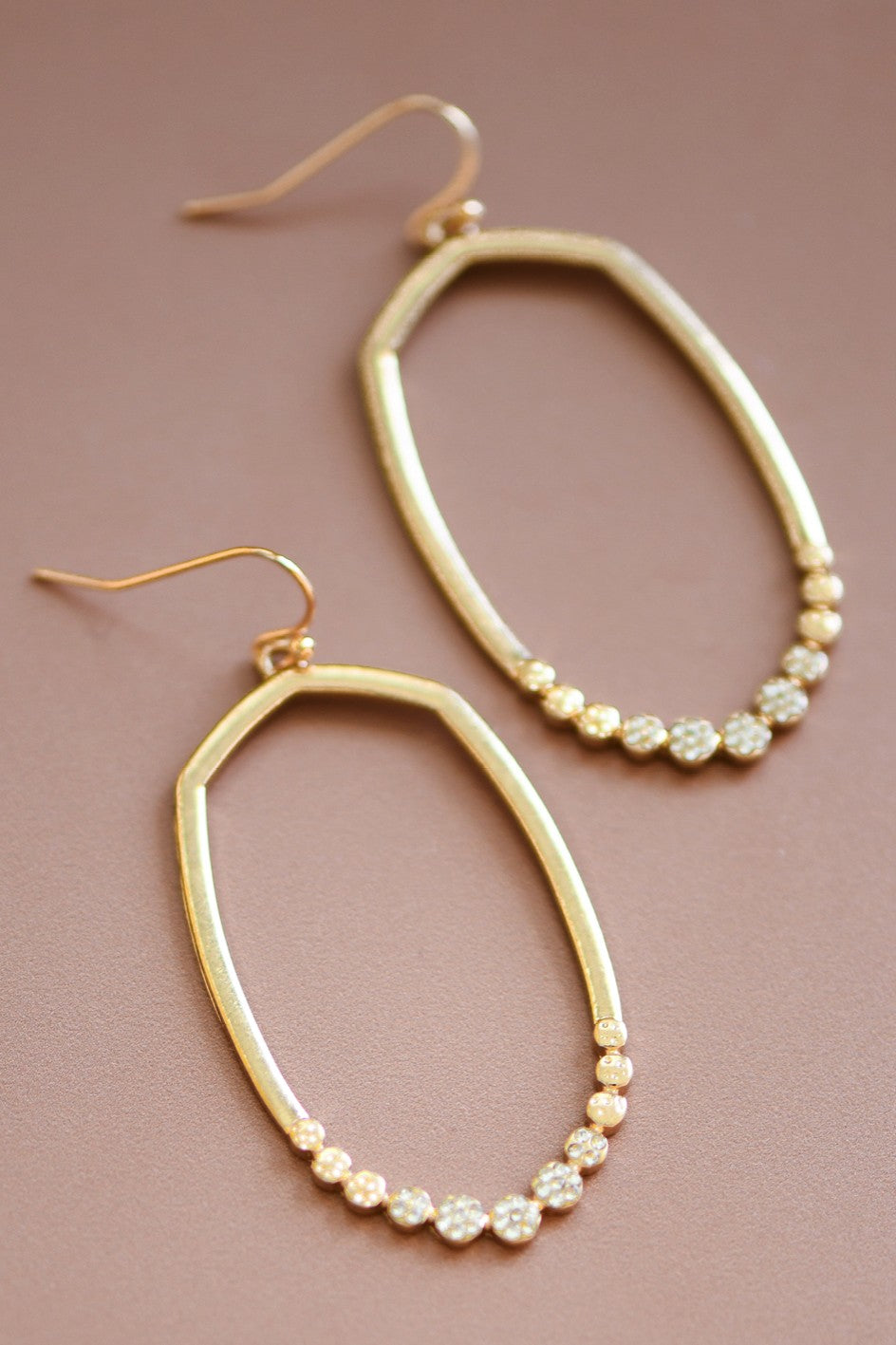 18k Drop Oval Earrings w/ rhinstones