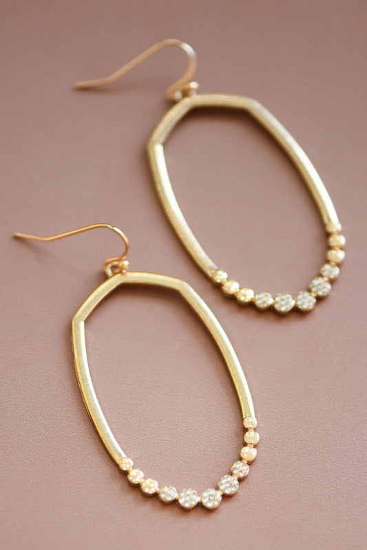 18k Drop Oval Earrings w/ rhinstones