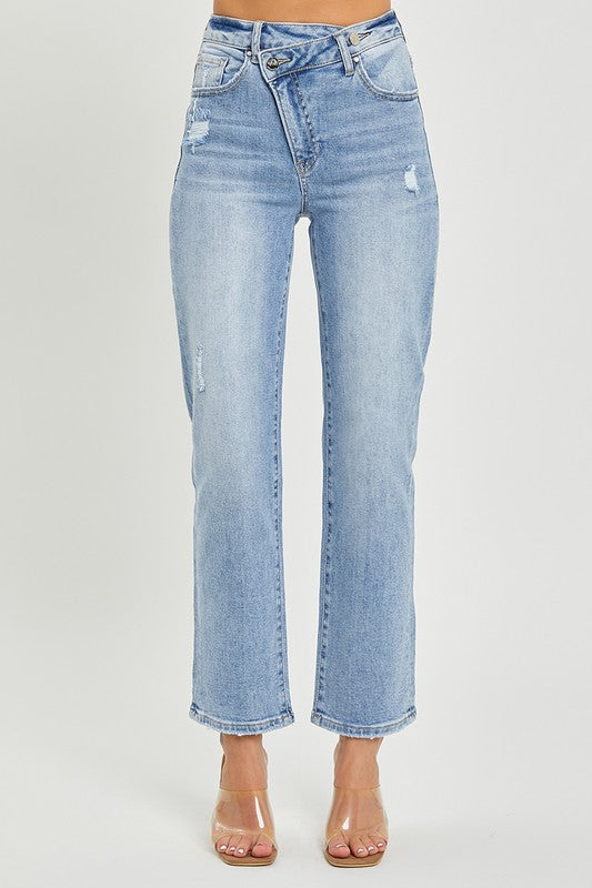 Risen High Rise Crossover Tapered Jeans