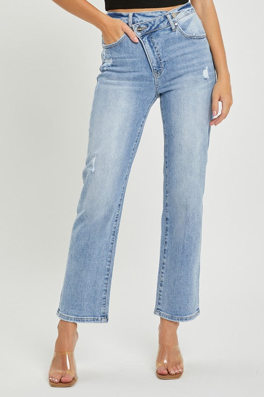 Risen High Rise Crossover Tapered Jeans