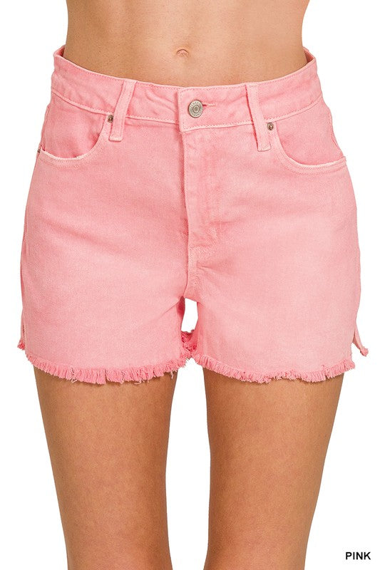 Acid Washed Cutoff Denim Shorts