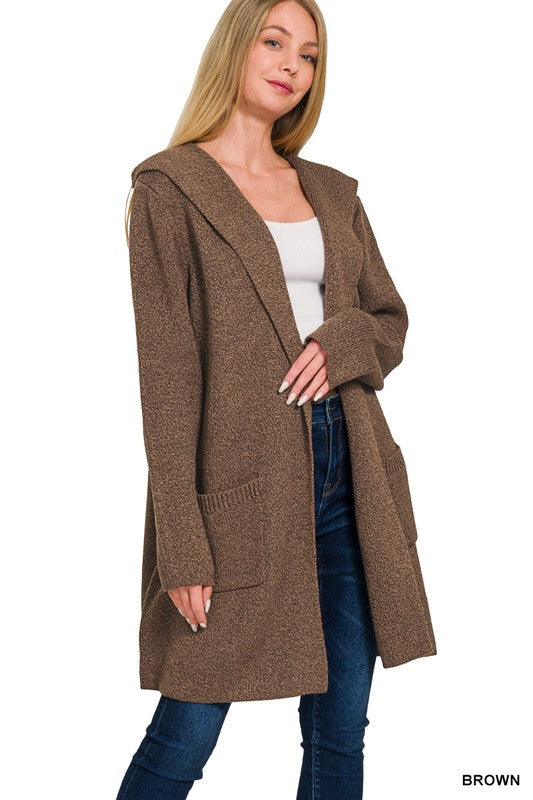 Hooded Open Cardigan