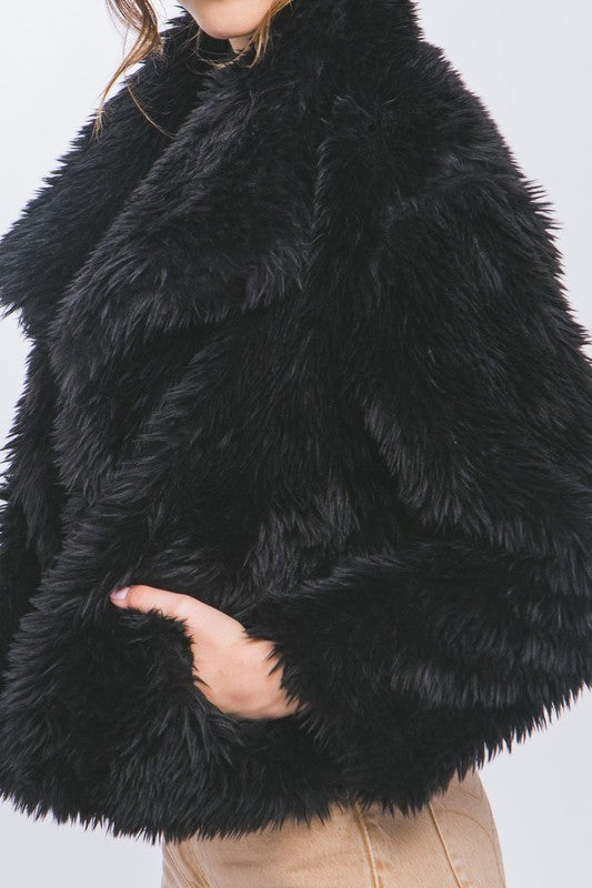 Mid Waist Faux Fur Coat