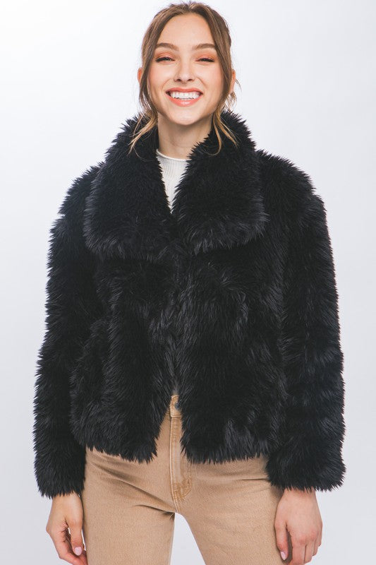 Mid Waist Faux Fur Coat