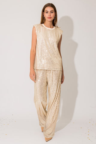 Sequins Straight Leg Pants