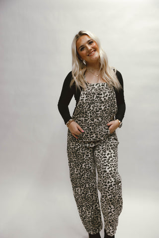 Leopard Slouchy Relax Fit Denim Overall