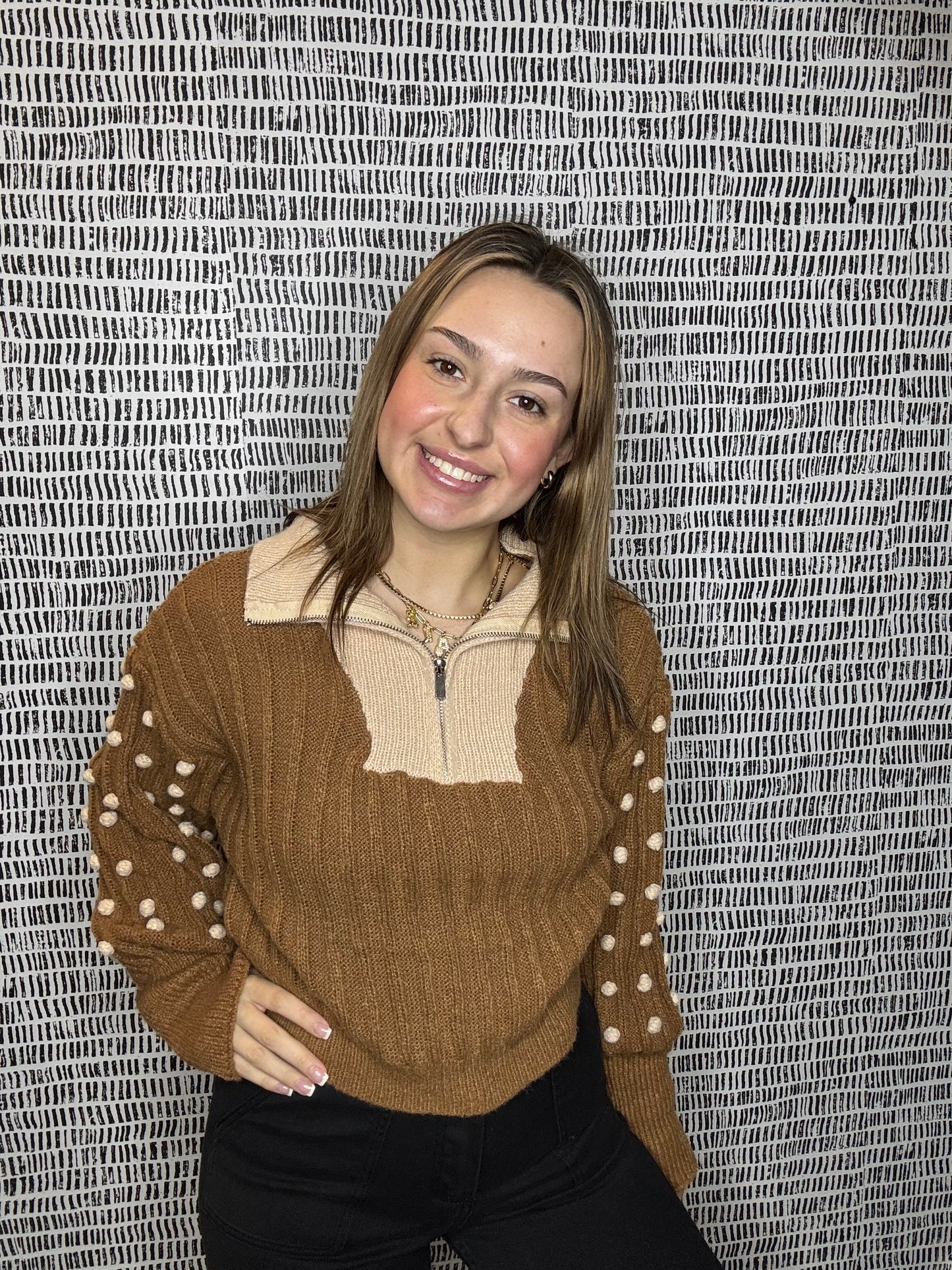 Contrast Turtle Neck Sweater