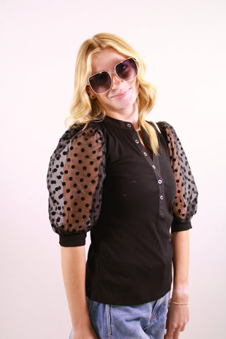 Colette Mixed Media Polka Dot Sleeve