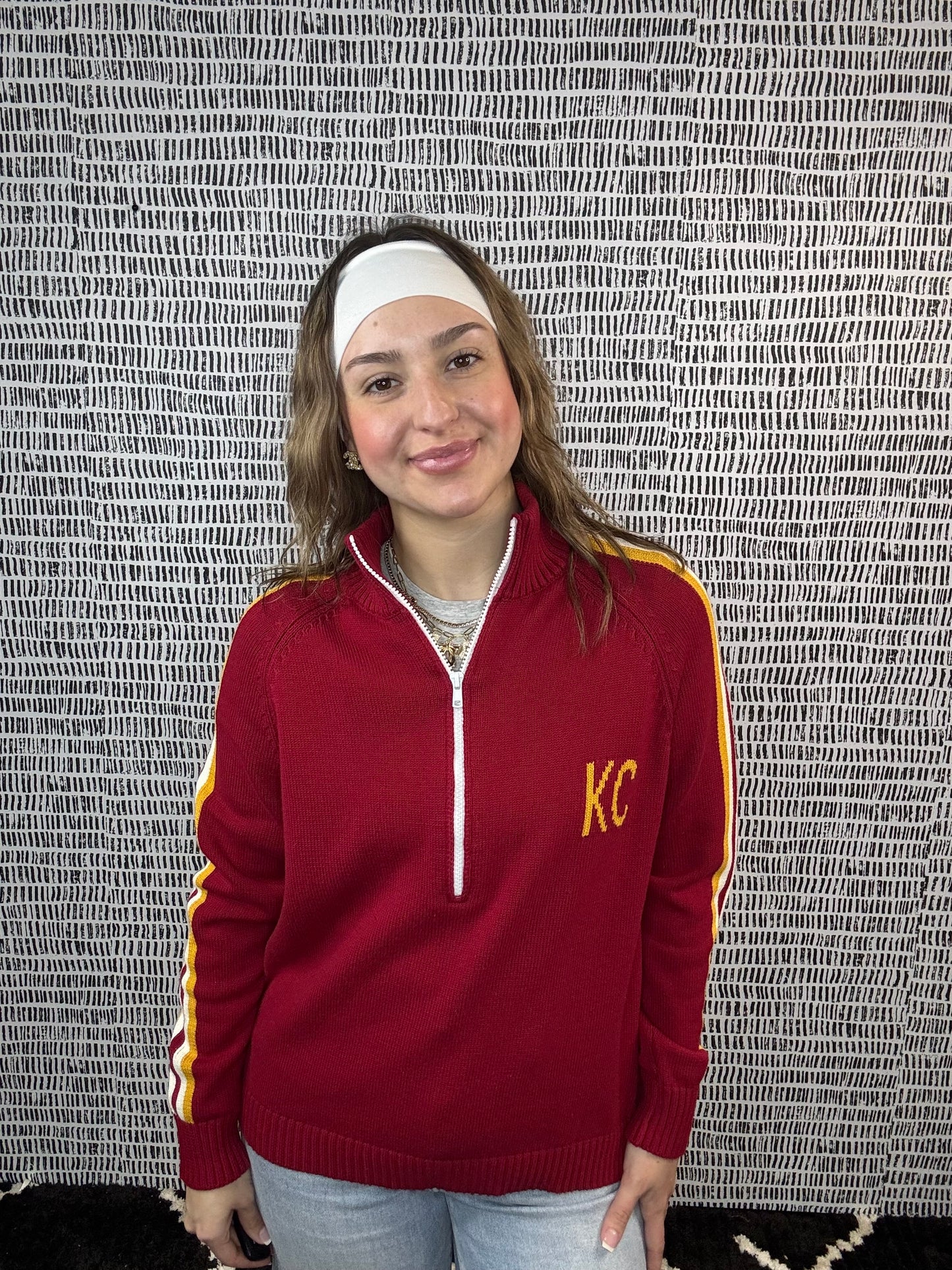 CUSTOM Chiefs 1/2 Zip Knit Sweater