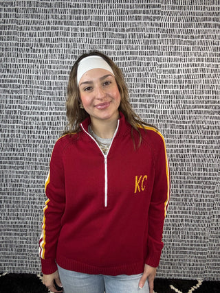 CUSTOM Chiefs 1/2 Zip Knit Sweater