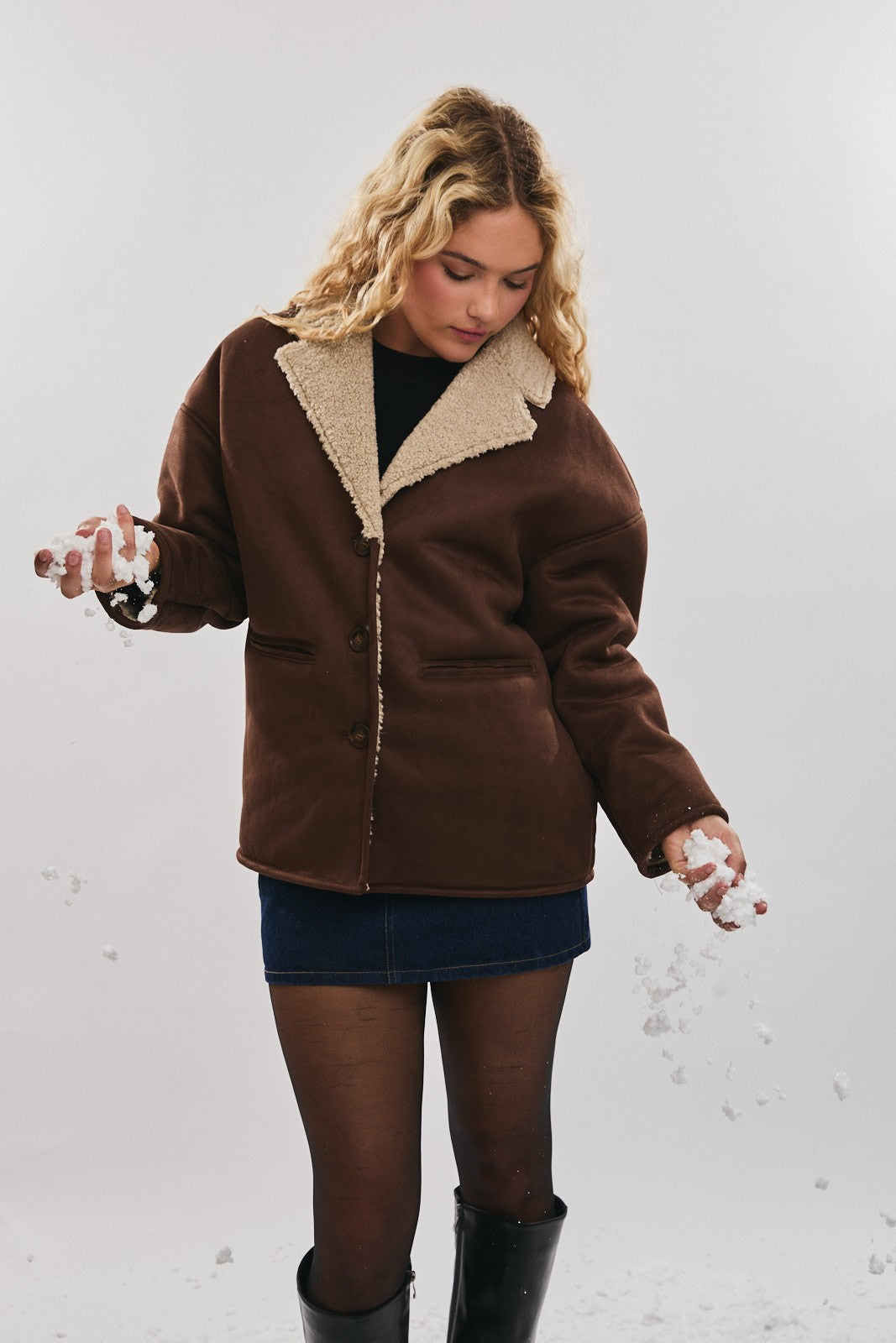 Kala Oversized Suede Shearling Jacket