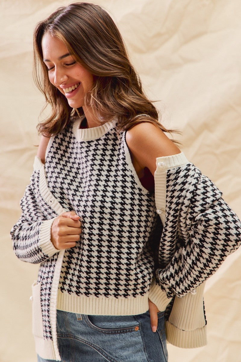 Missy Holiday Houndstooth Shell Sweater
