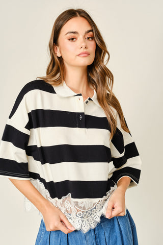 Ella Lace Polo Top