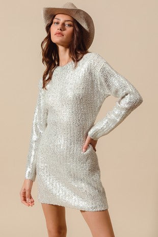Mindy Metallic Holiday Sweater Dress