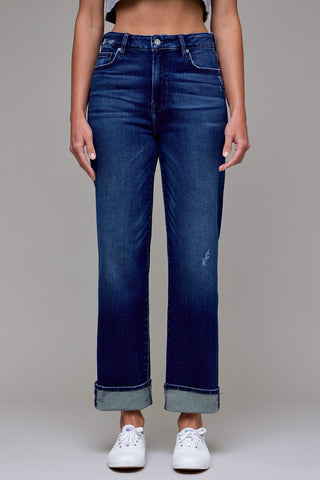 Tracey Hidden Dark Wash Cuffed Straight Jean