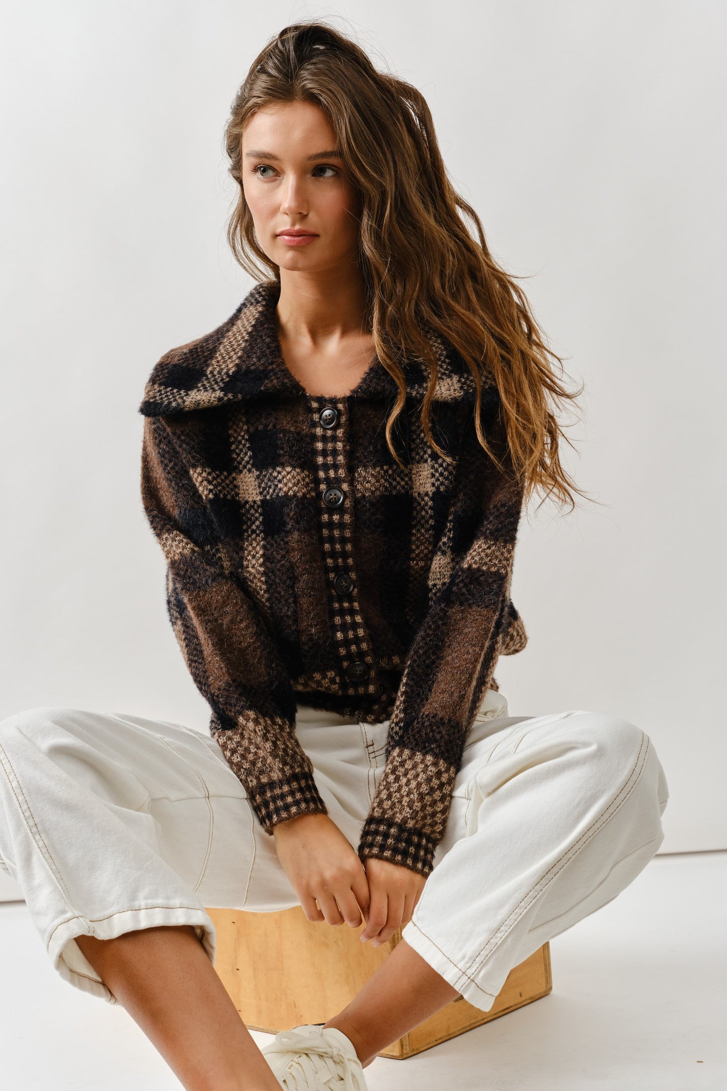 Pina Plaid Button Down Cardigan