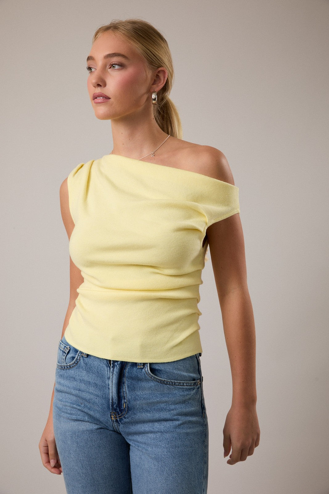 Layle Asymmetrical Neck Sweater Top
