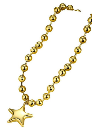 Puffy Star Chunky Ball Chain Statement Necklace