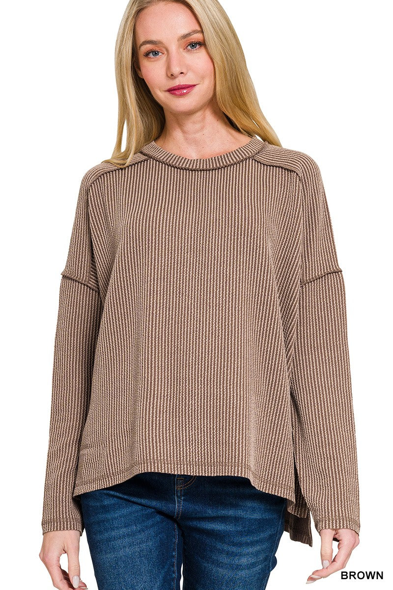 Raina Ribbed Long Sleeve Top